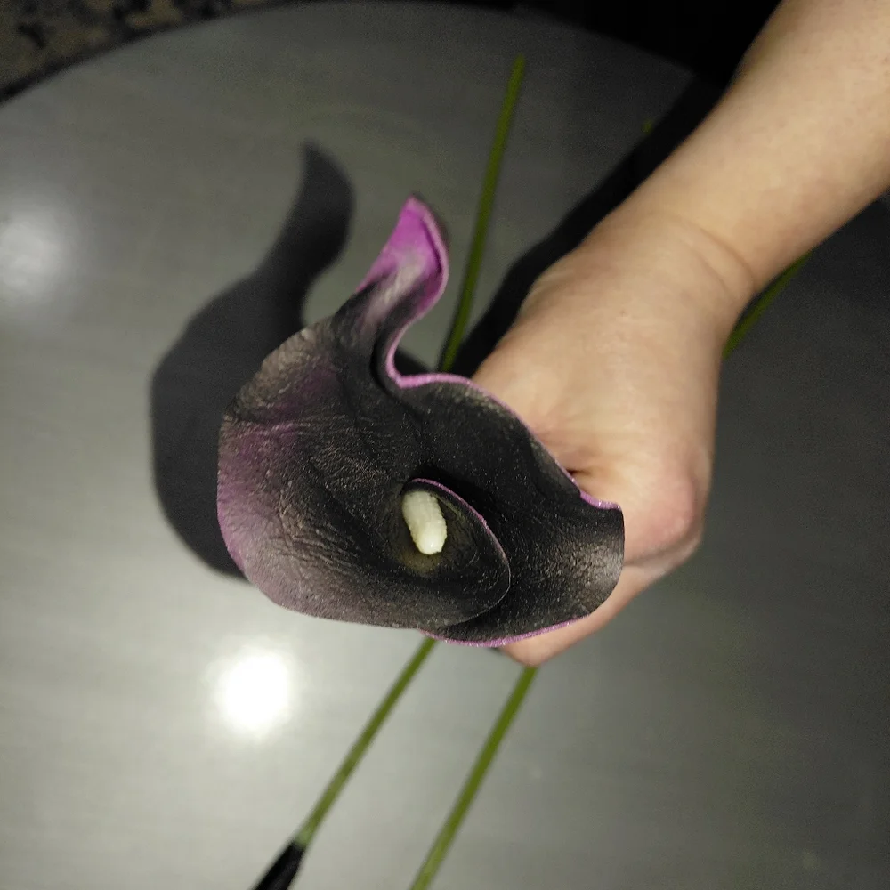 Bundle Of 3 Real Touch Faux Calla Lily Stem –Dark Purple 20.9″ Amoria Bloom